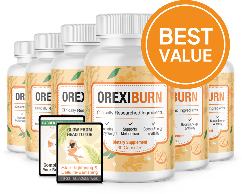 OrexiBurn 180 day supply, 6 bottles, best value with free bonuses