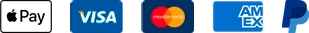 Secure payment methods: Apple Pay, Visa, Mastercard, American Express and PayPal