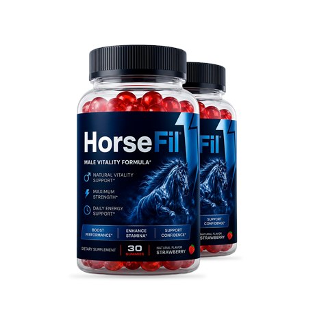 Two bottles of HorseFil Male Vitality Formula gummies