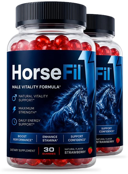 Two bottles of HorseFil Male Vitality Formula gummies